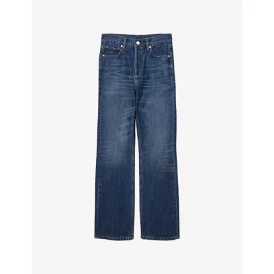ALLSAINTS WOMENS DARK INDIGO MATHILDE RELAXED BOOTCUT DENIM JEANS