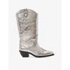 Allsaints Womens Gunmetal Grey Dolly Stitchwork Heeled Leather Western Boots Eur 36 / 3 Uk In Gray