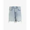 Allsaints Womens  Doris Wide-leg High-rise Distressed Denim Shorts