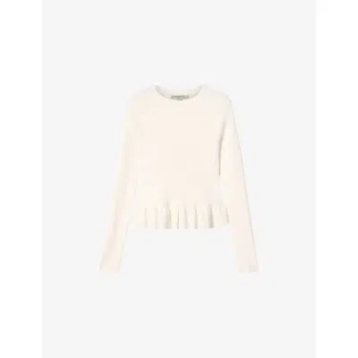 Allsaints Womens Dove White Jas Peplum-hem Knitted Jumper In Neutral