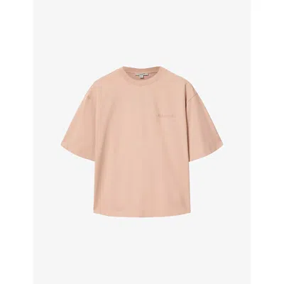 Allsaints Womens Dusty Pink Covenant Amelie Graphic-print Oversized Cotton T-shirt