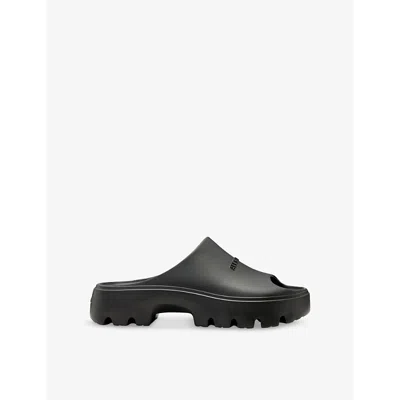 ALLSAINTS WOMENS BLACK ECLIPSE EMBOSSED-BRANDING CHUNKY SLIDERS EUR 41 / 8 UK