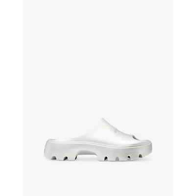 ALLSAINTS WOMENS SILVER ECLIPSE EMBOSSED-BRANDING CHUNKY SLIDERS EUR 38/5 UK