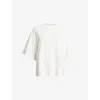 Allsaints Womens Ecru White Amelie Crochet-motif Cotton-jersey T-shirt