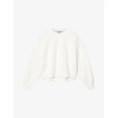 Allsaints Womens Ecru White Lila Crochet-heart Cotton-blend Sweatshirt Xs In Neutral