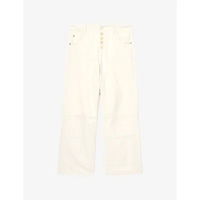 Allsaints Womens Ecru White Tay Carpenter Wide-leg Denim Jeans In Neutral