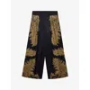 Allsaints Womens Ella Black Leanne Graphic-print Silk-blend Trousers In Brown