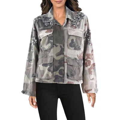 Allsaints Womens Embellished Denim Denim Jacket