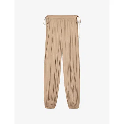 Allsaints Womens Eshe Balloon-leg Satin Trousers Pinto Brown
