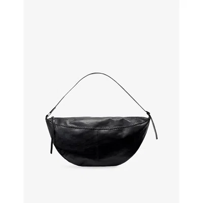 Allsaints Womens Esme Whipstitch Leather Shoulder Bag Black