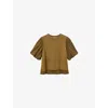 Allsaints Womens Fango Green Jess Puff-sleeve Relaxed-fit Cotton T-shirt Xs In Green