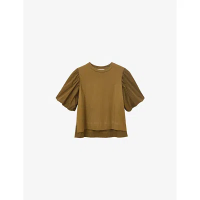 ALLSAINTS WOMENS ALLSAINTS JESS PUFF-SLEEVE RELAXED-FIT COTTON T-SHIRT
