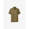 Allsaints Womens Flow Short-sleeved Cotton Jacket Fir Green In Fir Green