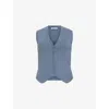 Allsaints Womens Cruz V-neck Ribbed Knitted Waistcoat Flint Grey