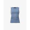 Allsaints Womens Flint Stone Bl Katarina Straight-neck Sleeveless Cotton Tank Xs