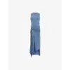 Allsaints Rivi Draped Sleeveless Midi Dress In Flint Stone Bl