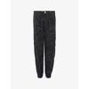 Allsaints Womens Camo Ink Blue Fredia Camo-print High-rise Denim Trousers In Black