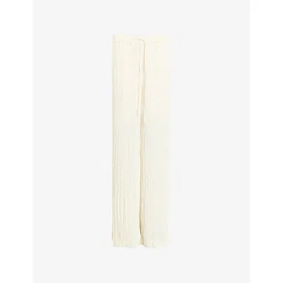 Allsaints Womens Caramin Crinkled-texture Woven Trousers Gardenia Cream