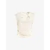 Allsaints Womens Gardenia Cream Robin Cut-out Stretch-jersey Top Xs