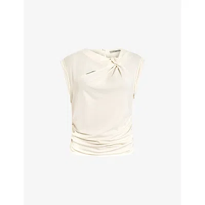Allsaints Womens Gardenia Cream Robin Cut-out Stretch-jersey Top Xs