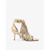 Allsaints Paola Metalic Leather Sandals In Gold