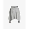 Allsaints Womens Grey Marl Artia Logo-badge Relaxed-fit Cotton Hoody