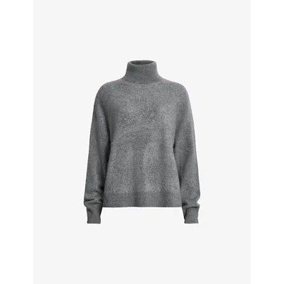 Allsaints Womens Grey Melange Rebel Turtleneck Cashmere-blend Jumper In Grey Melange