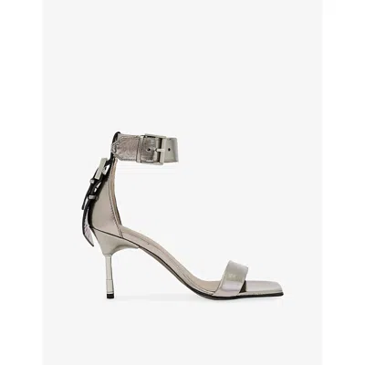 Allsaints Womens  Noir Leather Heeled Sandals In Multi