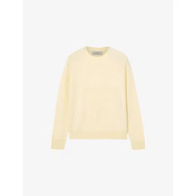 Allsaints Womens Hay Yellow Rebel Round-neck Cashmere Jumper In Neutral