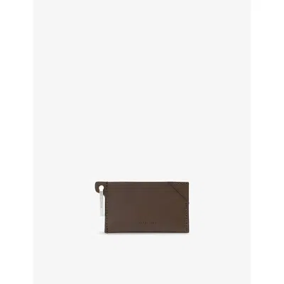 Allsaints Womens Fango Brown Hex Leather Card Holder