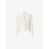 Allsaints Womens Chalk White Honor V-neck Long-sleeve Wool Cardigan In White