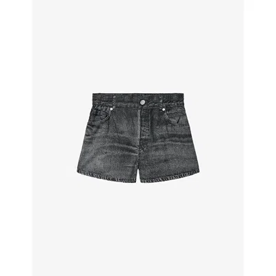 Allsaints Womens Illusion Black Tyler Denim-effect Lyocell Shorts