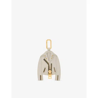 ALLSAINTS WOMENS IVORY WHITE/GO DALBY LEATHER-JACKET KEYRING