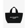 Allsaints Womens Izzy Branded-logo Mini Knitted Tote Bag Black