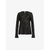Allsaints Jada Sheer Silk Top In Black