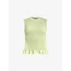 Allsaints Womens Ode Round-neck Shirred Organic-cotton Tank Jade Green In Jade Green