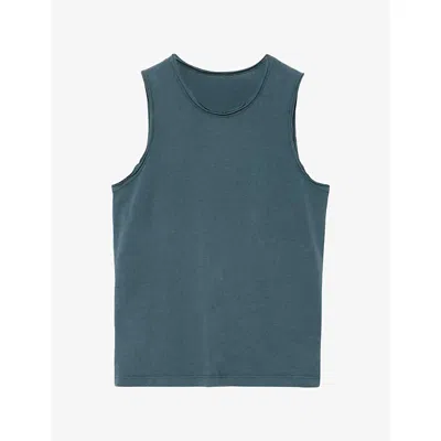 Allsaints Womens Jenny Round-neck Cotton Tank Teal Blue