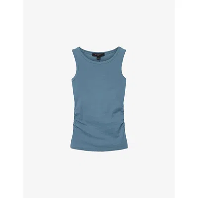 Allsaints Womens Katarina Straight-neck Sleeveless Cotton Tank Captain Blue
