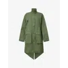 Allsaints Womens Khaki Green Milla Bird-print Cotton Parka Jacket