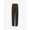 Allsaints Womens Leopard Brown Becca Leopard-print Denim Trousers