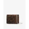 Allsaints Womens Leopard Brown Honore Leopard Leather Crossbody Wallet Bag In Brown