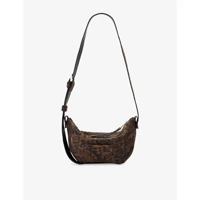 Allsaints Womens Leopard Brown Madea Leopard Leather Cross-body Bag