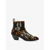 Allsaints Jane Buckle Pointed Leather Boots In Leppo Brown/bl