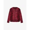 Allsaints Womens Crimson Red Lex Leopard-print Relaxed-fit Knitted Jumper In Red