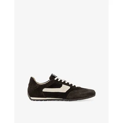 Allsaints Womens Liam Suede Hex Trainers Dark Brown Eur 39 / 6 Uk