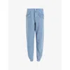 Allsaints Womens Light Blue Val Patch-pocket High-rise Linen-blend Cargo Trousers
