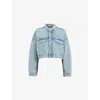 Allsaints Womens  Sonny Frayed-hem Cropped Denim Jacket