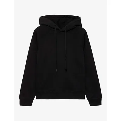 Allsaints Womens Lily Raglan-sleeve Cotton Hoody Jet Black In Blue