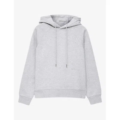 Allsaints Womens Lily Raglan-sleeve Cotton Hoody Teal Blue Xs In Gray