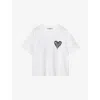 Allsaints Womens Optic White Lisa Trip Logo-print Short-sleeve Cotton T-shirt Xs In White